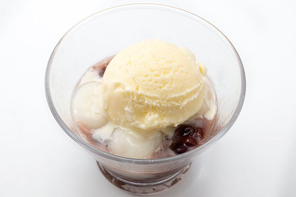 Shiratama Zenzai served with Vanilla Ice Cream