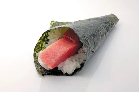 天然本まぐろ中とろ鉄火こんとび手巻き